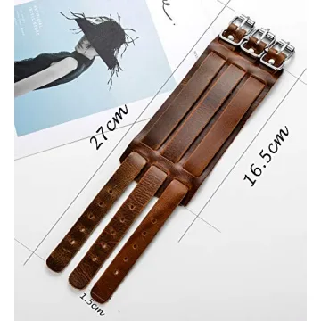 Adjustable Tornito Leather Wide Strap Cuff Bracelet