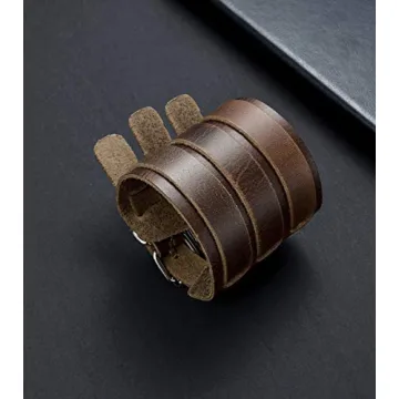 Adjustable Tornito Leather Wide Strap Cuff Bracelet