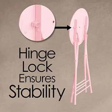 Lavish Home Folding Stool - Backless 24-Inch Stool with 225lb Capacity for Kitchen or Rec Room - Portable Indoor Counter Bar Stools (Pink)