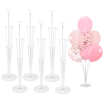 6 Sets Balloon Sticks with Base for Table Balloon Stand Kit Balloon Stands with Base for Floor Ballo...
