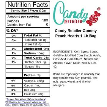 Delicious Gummy Peach Hearts in 1 Lb Bag for All