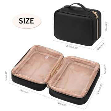 OCHEAL Makeup Bag, Makeup Travel Bag Large Capacity Waterproof Cosmetic Organizer Bag with Makeup Brush Compartment & Handle for Women Girls Travel Toiletry Accessories-Black