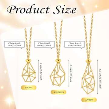 clothmile 6 Pcs Adjustable Crystal Stone Holder Necklace Empty Crystal Stone Holder Necklace Crystal Pendant Necklace Chain with Stainless Steel Cage for Jewelry DIY
