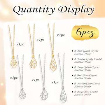 clothmile 6 Pcs Adjustable Crystal Stone Holder Necklace Empty Crystal Stone Holder Necklace Crystal Pendant Necklace Chain with Stainless Steel Cage for Jewelry DIY
