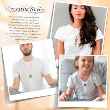 clothmile 6 Pcs Adjustable Crystal Stone Holder Necklace Empty Crystal Stone Holder Necklace Crystal Pendant Necklace Chain with Stainless Steel Cage for Jewelry DIY