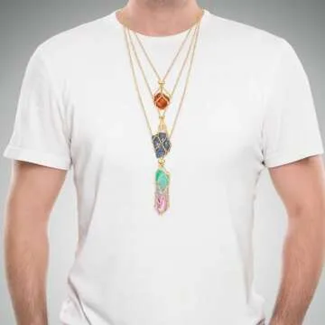 clothmile 6 Pcs Adjustable Crystal Stone Holder Necklace Empty Crystal Stone Holder Necklace Crystal Pendant Necklace Chain with Stainless Steel Cage for Jewelry DIY