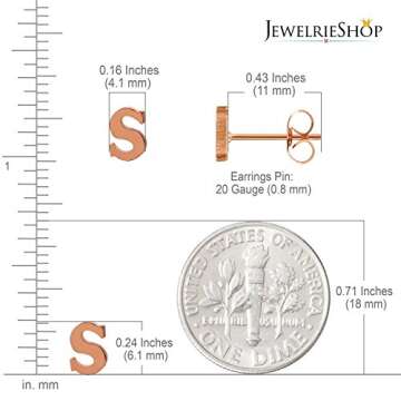 JewelrieShop Initial Letter Stud Earrings Hypoallergenic Alphabet A-Z Women Earrings for Sensitive Ears (Letter S x 4 Pairs)