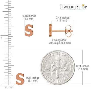 JewelrieShop Initial Letter Stud Earrings Hypoallergenic Alphabet A-Z Women Earrings for Sensitive Ears (Letter S x 4 Pairs)
