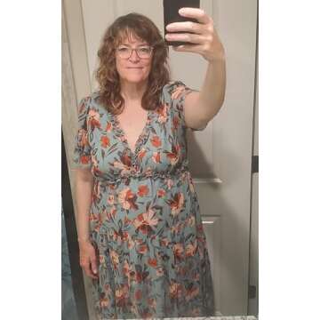 BLENCOT Women's Casual Boho Floral Printed Deep V Neck Loose Short Sleeve Long Evening Dress Ruched Cocktail Party Maxi Wedding Dress Green Large