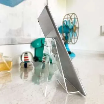 Elimons 6PACK Acrylic Book Stand Clear Acrylic Display Easel Holder for Displaying Picture Albums, Books, Music Sheets, Notebooks, Artworks,CDs, etc. (Clear-6 Pack, Small)