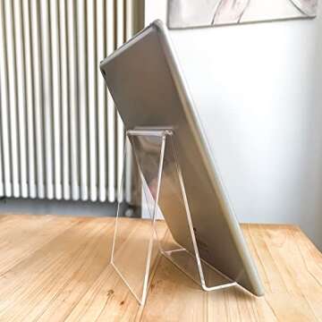 Elimons 6PACK Acrylic Book Stand Clear Acrylic Display Easel Holder for Displaying Picture Albums, Books, Music Sheets, Notebooks, Artworks,CDs, etc. (Clear-6 Pack, Small)