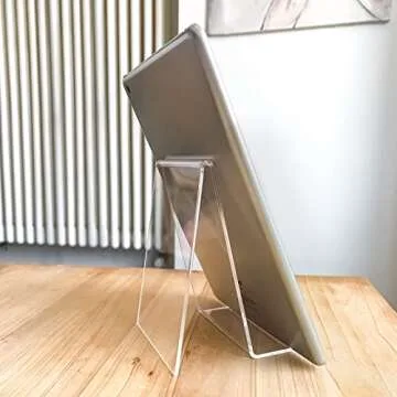 Elimons 6PACK Acrylic Book Stand Clear Acrylic Display Easel Holder for Displaying Picture Albums, Books, Music Sheets, Notebooks, Artworks,CDs, etc. (Clear-6 Pack, Small)