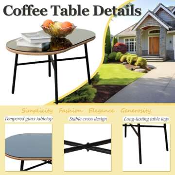 Homsido 4PC Patio Furniture Conversation Set Boho Style,Outdoor Wicker Chairs with White Washable Cushions and Glass Coffee Table Balcony Chairs,Loveseat&Single Chairs