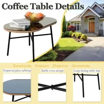 Homsido 4PC Patio Furniture Conversation Set Boho Style,Outdoor Wicker Chairs with White Washable Cushions and Glass Coffee Table Balcony Chairs,Loveseat&Single Chairs