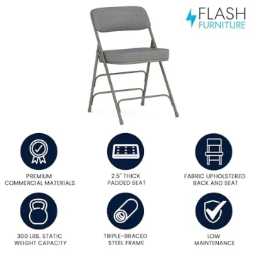 Flash Furniture Hercules Folding Chair 300-lb Capacity Gray
