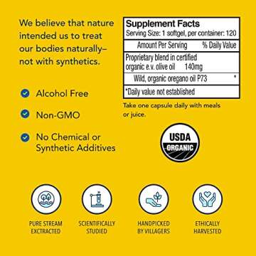 NORTH AMERICAN HERB & SPICE Oreganol P73-120 Softgels - Immune System Support - Unprocessed, Vegan Friendly Wild Oregano - Mediterranean Source - Non-GMO - 120 Servings