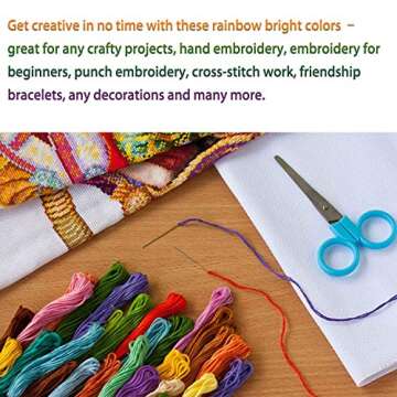 SIFANG Rainbow Embroidery Skeins - 100 Color Craft Thread