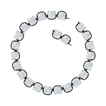 Swarovski Harmonia All-Around Choker Necklace, Clear Cushion-Cut Crystals, Mixed Metal Finish Chain, Part of The Harmonia Collection