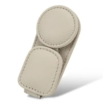 KIWEN Double Glasses Holder for Car Visor - Premium Magnetic Leather Clip