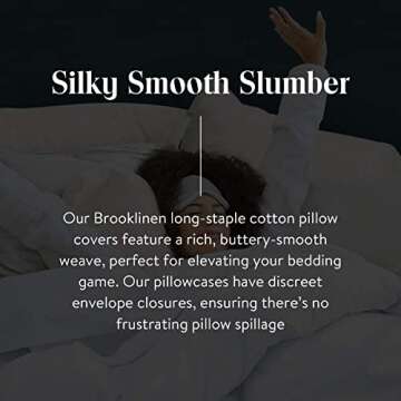 Brooklinen Luxury Sateen Pillowcases - Set of 2, King Size in White - 100% Long Staple Cotton with Envelope Closure