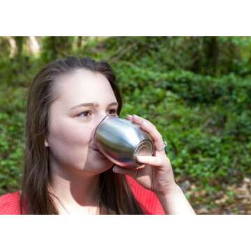 Camco Life is Better at The Campsite Wine Tumbler | Heavy Duty Double Wall Vacuum Insulation | Crafted of 18/8 Stainless Steel | Features Removable Blue & Pink Stems | 2-Pk, 8-oz/Each (51915)