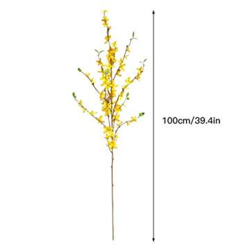 ZHDOKA 4 Pcs Artificial Forsythia Flowers,Faux Branches, Yellow Fake Silk Jasmine Stems Bouquets for Indoor Outdoor Wedding Home Office Decoration, 39.3Inch