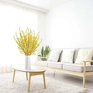 ZHDOKA 4 Pcs Artificial Forsythia Flowers,Faux Branches, Yellow Fake Silk Jasmine Stems Bouquets for Indoor Outdoor Wedding Home Office Decoration, 39.3Inch