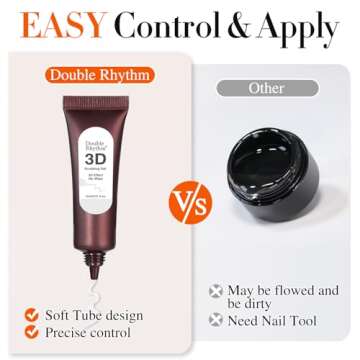 Double Rhythm 0.5 Oz 3D Nail Gel Nail Art Sculpting Gel No Wipe Gel Polish for Nail Designs DIY Nail Art for Drawing, Molding, Sculpture and Decoration (3D Sculpting Gel Clear)
