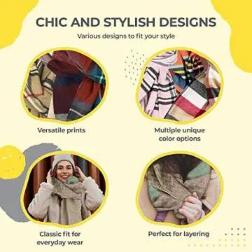 Plum Feathers Super Soft Luxurious Cashmere Feel Winter Scarf (Bright Red Tartan Plaid)