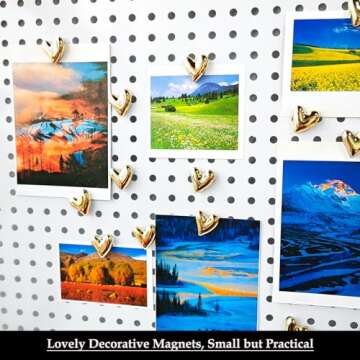 Janvelle 20PCS Gold Refrigerator Magnets Love Heart Magnets for Fridge Cute Decorative Magnetic Stickers 0.79in Small Home Kitchen Magnet Set Lovely Color Decoration for Office Whiteboard