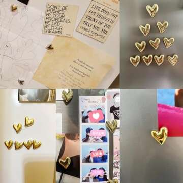 Janvelle 20PCS Gold Refrigerator Magnets Love Heart Magnets for Fridge Cute Decorative Magnetic Stickers 0.79in Small Home Kitchen Magnet Set Lovely Color Decoration for Office Whiteboard
