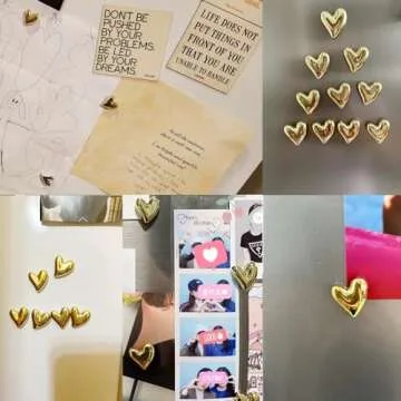Janvelle 20PCS Gold Refrigerator Magnets Love Heart Magnets for Fridge Cute Decorative Magnetic Stickers 0.79in Small Home Kitchen Magnet Set Lovely Color Decoration for Office Whiteboard