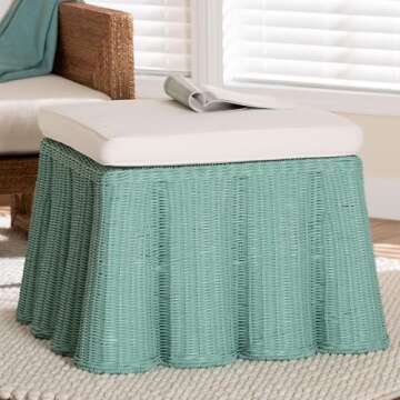 Stylish Bali & Pari Palm Bohemian Rattan Ottoman