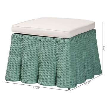 Stylish Bali & Pari Palm Bohemian Rattan Ottoman