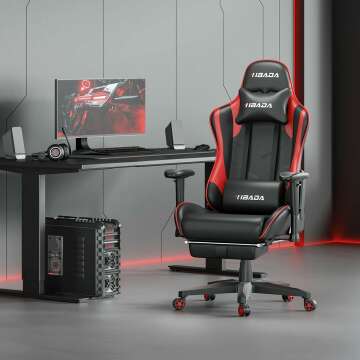 Hbada Gaming Chair with Lumbar Support and Footrest