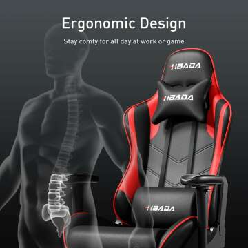 Hbada Gaming Chair with Lumbar Support and Footrest