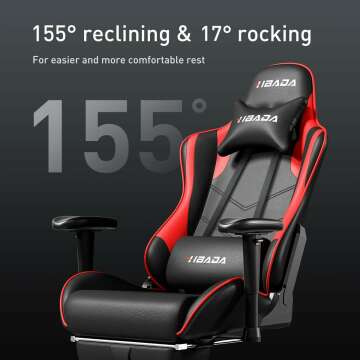 Hbada Gaming Chair with Lumbar Support and Footrest