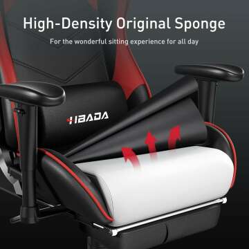 Hbada Gaming Chair with Lumbar Support and Footrest