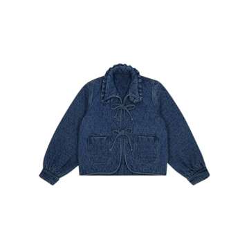 Stylish Tankaneo Women's Quilted Denim Puffer Jacket