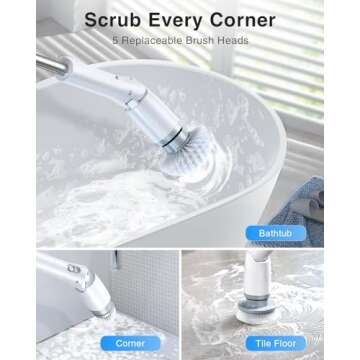 LABIGO Electric Spin Scrubber LA3 Pro, Cordless Bathroom Scrubber with 3 Adjustable Angle, 5 Replace...