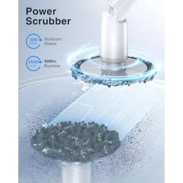 LABIGO Electric Spin Scrubber LA3 Pro, Cordless Bathroom Scrubber with 3 Adjustable Angle, 5 Replacement Head, Household Power Cleaning Brush with Extension Arm for Bathtub Window Car Tile Floor