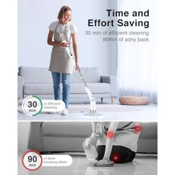 LABIGO Electric Spin Scrubber LA3 Pro, Cordless Bathroom Scrubber with 3 Adjustable Angle, 5 Replacement Head, Household Power Cleaning Brush with Extension Arm for Bathtub Window Car Tile Floor