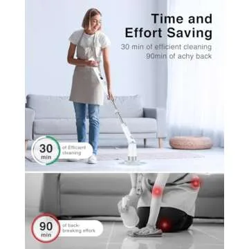 LABIGO Electric Spin Scrubber LA3 Pro, Cordless Bathroom Scrubber with 3 Adjustable Angle, 5 Replacement Head, Household Power Cleaning Brush with Extension Arm for Bathtub Window Car Tile Floor