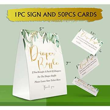 Diaper Raffle Sign, Diaper Raffle Baby Shower Game Kit, Greenery Insert Ticket, Baby Showers Decorat...