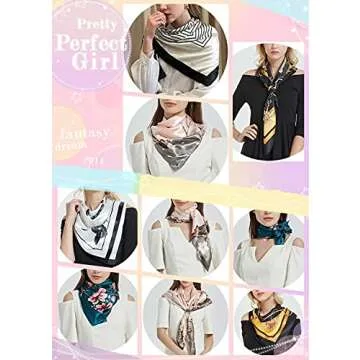 RUOLIN 35×35 inches large square women's satin silk like head scarf fashion pattern silk feeling hair sleeping wrap (11 Pink, Gharry Pattern)