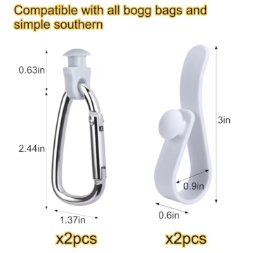 Mity rain 4Pcs Hooks Set Accessories for Bogg Bag, Key Holder for Bogg Bags Original X Large, Insert Charm Carabiner Keychain Compatible with Bogg Bag Beach Tote Bag