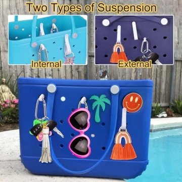 Mity rain 4Pcs Hooks Set Accessories for Bogg Bag, Key Holder for Bogg Bags Original X Large, Insert Charm Carabiner Keychain Compatible with Bogg Bag Beach Tote Bag