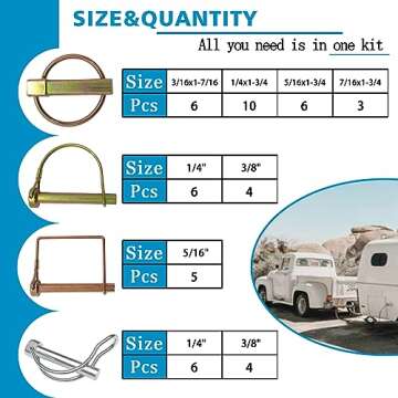 202PCS Hitch Pins Clip Pins, Linch and PTO Pins for Trailers Tractors Trucks Towing Mowing, Farm Equ...