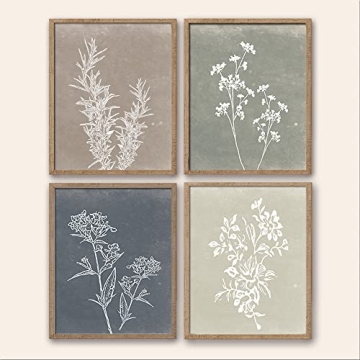 Framed Boho Wall Art Set - Rustic Botanical Home Decor