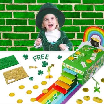 GYGOT St. Patrick's Day Leprechaun Trap Kit for Kids, DIY Craft Catch a Leprechaun Kit for Kids,St P...